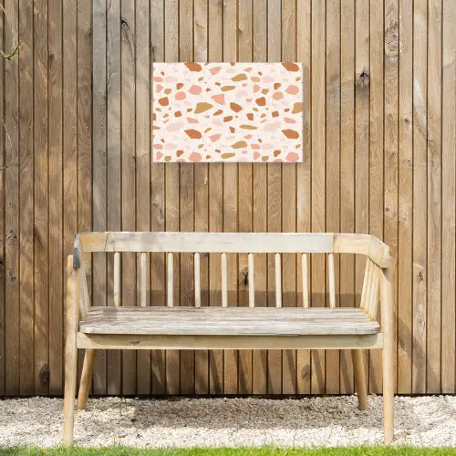 Terrazzo -  Patroon - Kleurrijk - Zalm Tuinposter op houten frame 2 cm dik klein 845 -sfeer4