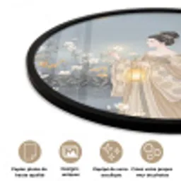 Aziatisch - Vrouw - Kimono Fotolijst rond zonder passe partout klein -closeup_FR