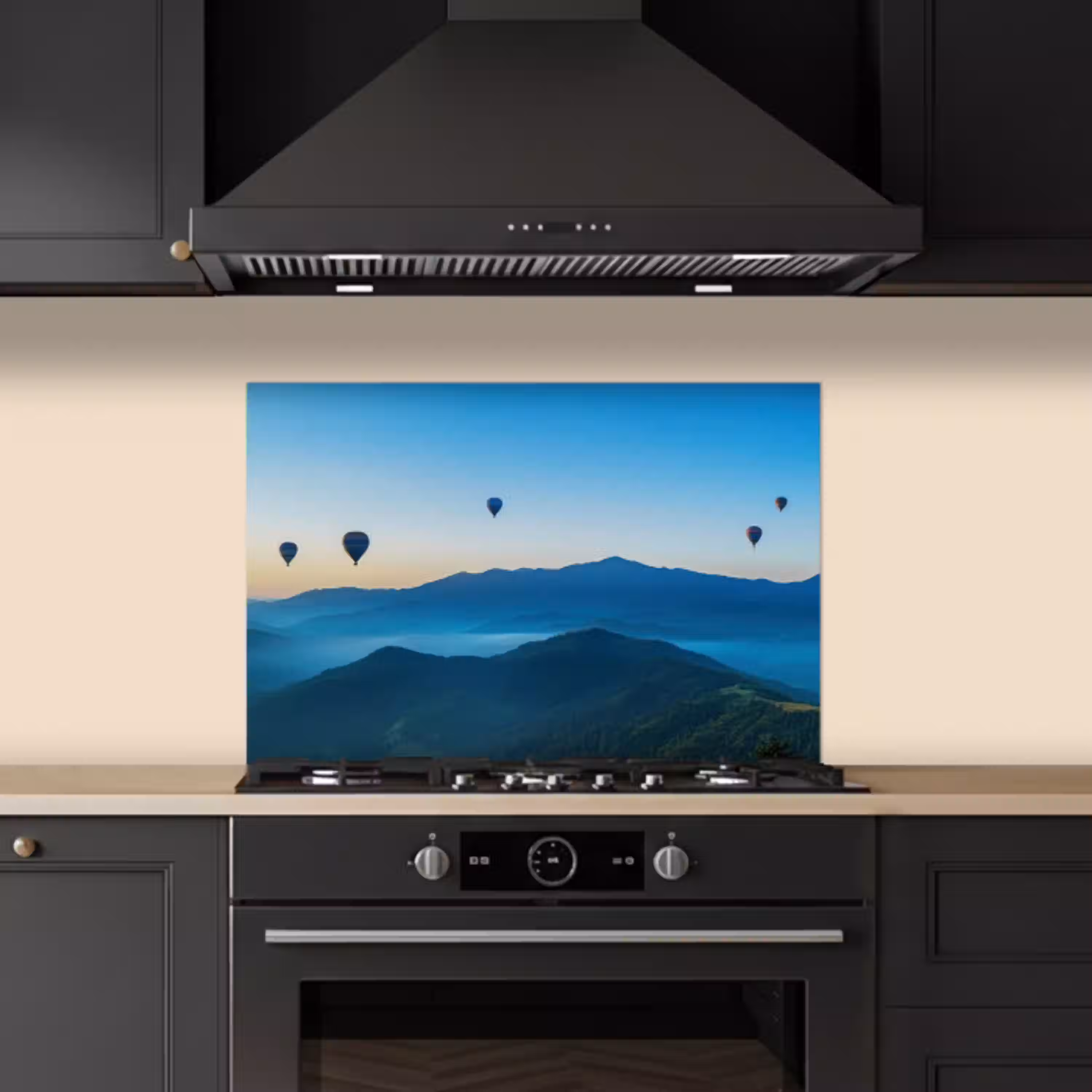 Luchtballonnen - Bergen - Zonsopgang - Landschap keuken achterwand spatscherm klein -sfeer1