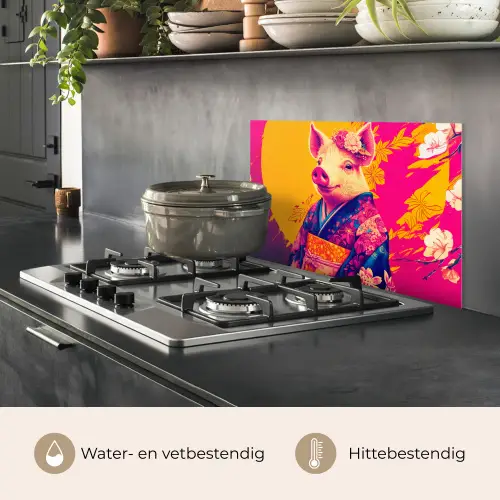 Varken - Bloemkroon - Kimono - Abstract keuken achterwand spatscherm klein -usp_NL