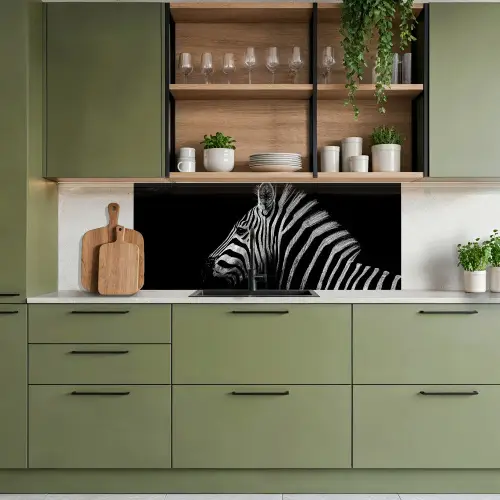 Zebra - Dier - Zwart keuken achterwand 2 middel -sfeer3