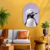 Pinguïn - Koksmuts - Lief - Paars Wandcirkel Ovaal Glas middel -sfeer4