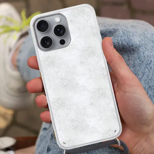 Lichtgrijs - Betonstructuur - Subtiel Hoesje iPhone 16 Pro Max met koord klein 804 -sfeer3