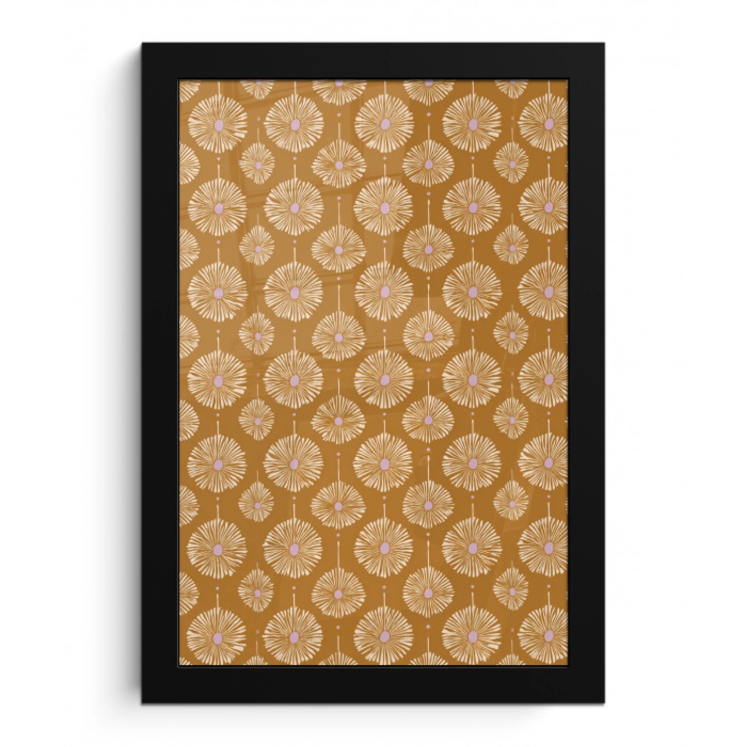 Bloemen - Modern - Oker fotolijst zwart zonder passe partout klein 224 -3d