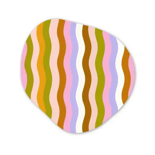 lijnen - Golven - Pastelkleuren - Patroon Wandcirkel Organisch Forex 3mm klein -3d