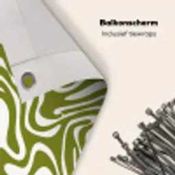 Lijnpatroon - Groen - Organisch Balkonbeschermer Duitsland klein 596 -closeup_NL