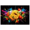 Spaghetti - Graffiti - Verf - Kleurrijk - Eten - Modern poster papier klein -3d