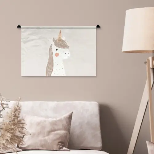 Eenhoorn - Pastel kleuren - Unicorn Wandkleed katoen klein -sfeer4
