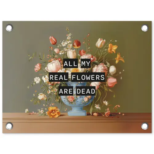 Bloem - Quote - Vintage - Art tuinposter los doek klein -3d