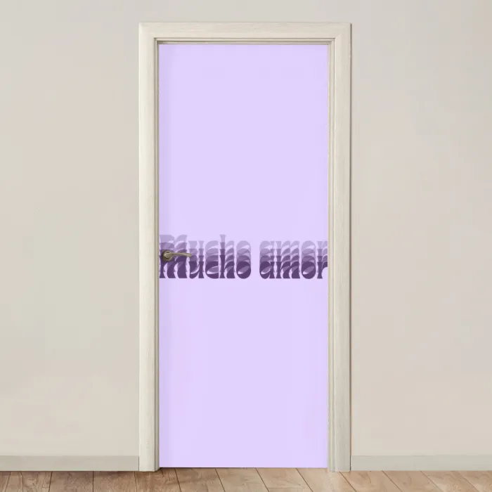 Mucho amor - Paars - Gelaagde letters deurposter klein -3d_beige
