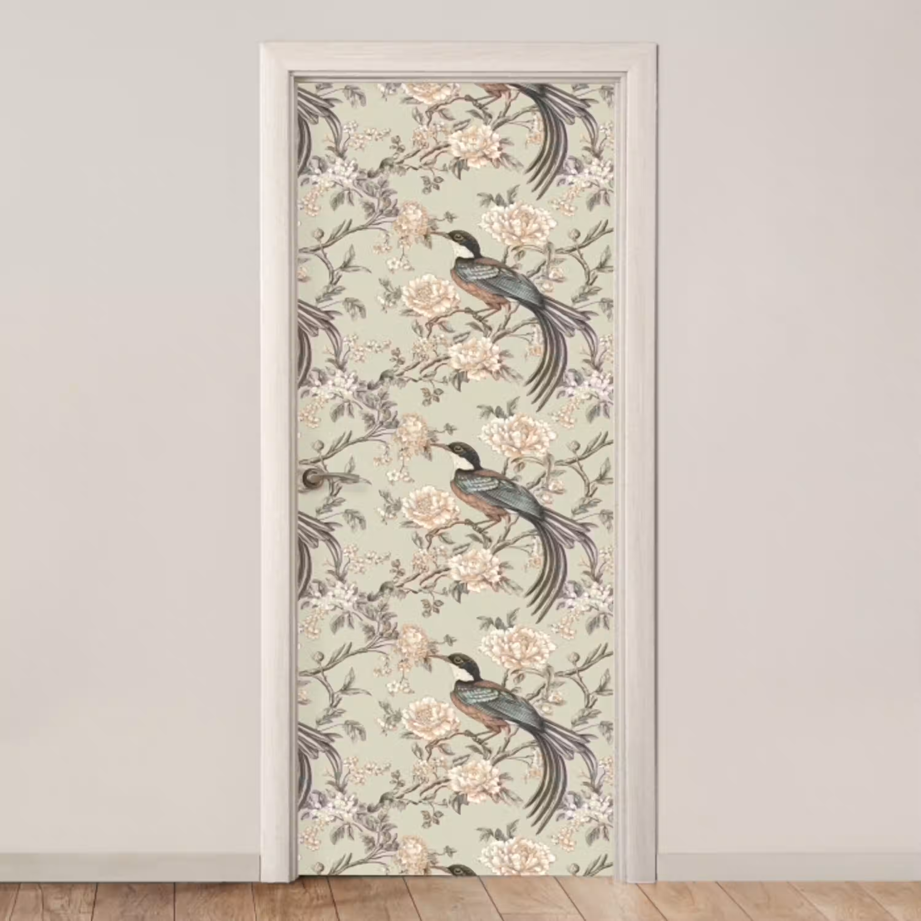 Bloem - Vogel - Kleurrijk deurposter klein 289 -3d_beige