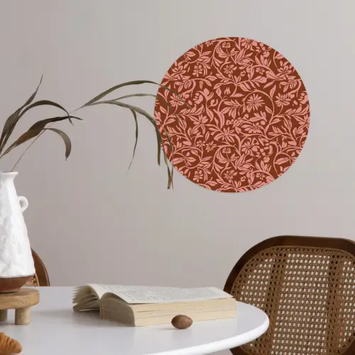 Bloemen - Print - Roze Wandcirkel behangsticker klein 186 -sfeer3