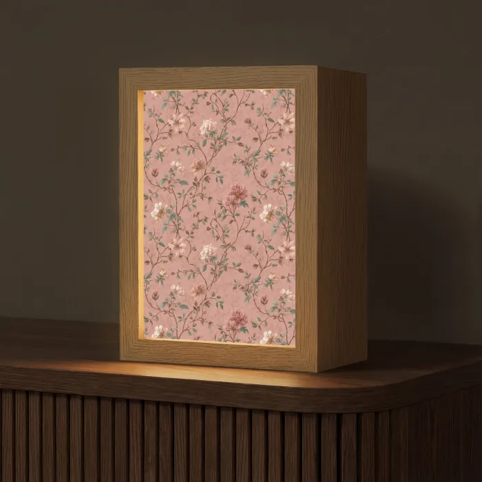 Botanisch - Bloemen - Roze Light Box met kabel (Tafellamp) klein 925 -z3d_website