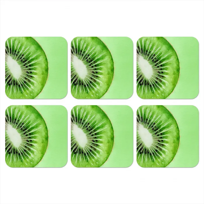 Kiwi - Groen - Fris onderzetter kurk middel -3d