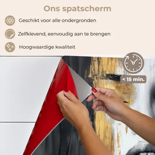 Gezicht - Vrouw - Penseelstreken - Abstract keuken achterwand spatscherm klein -spatscherm_NL