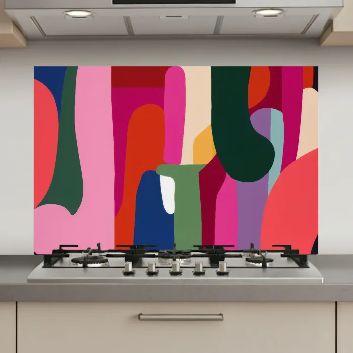 Kleurvakken - Recht - Rond - Abstract keuken achterwand spatscherm klein -3d_website
