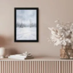 Bospad - Dennen - Sneeuw - Winter - Rustgevend fotolijst zwart zonder passe partout klein -sfeer5