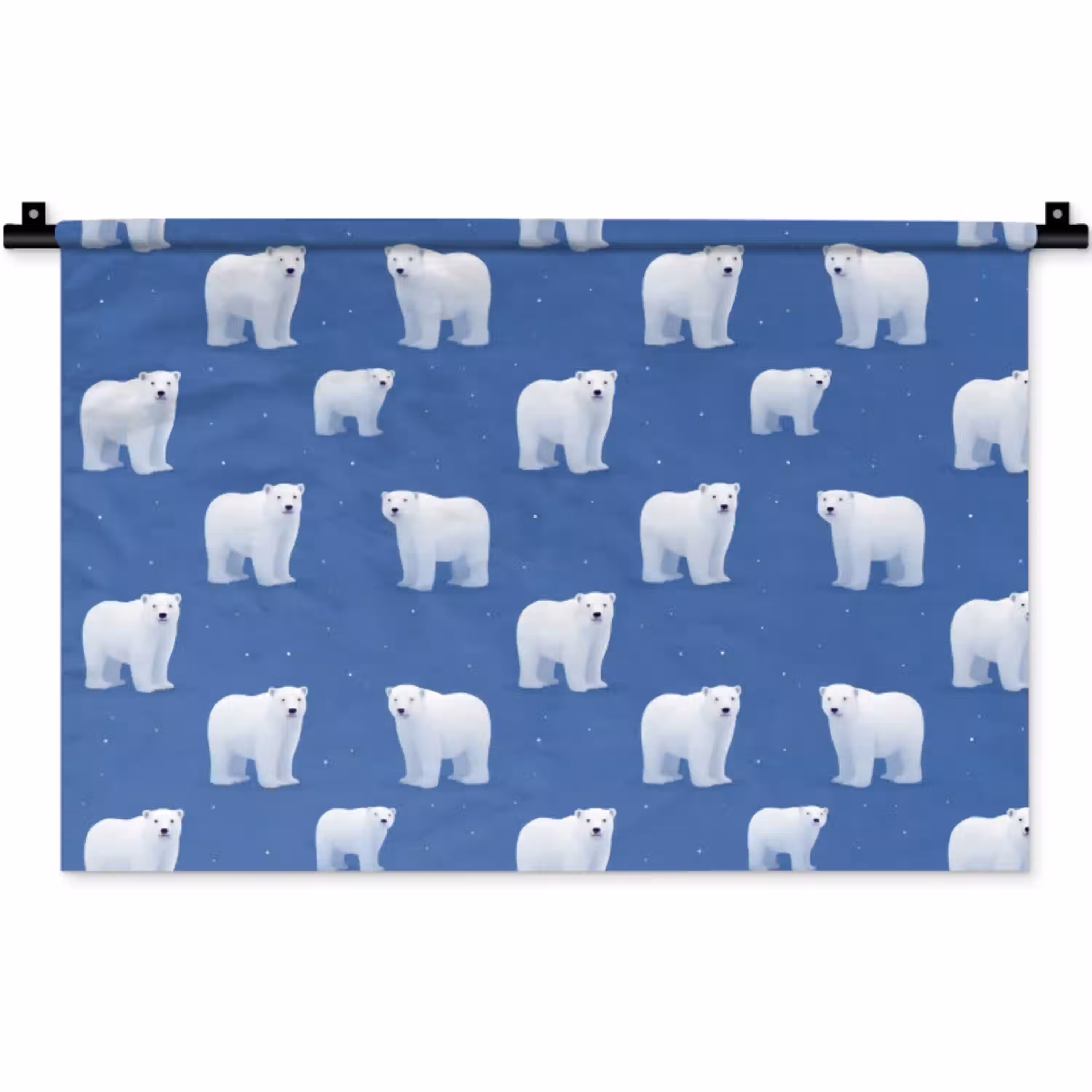 IJsbeer - Patroon - Blauw Wandkleed katoen klein 269 -zz3d
