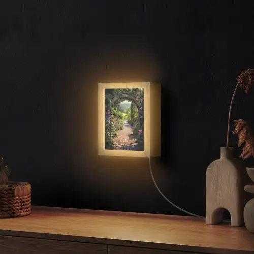 Doorkijk - Bloemen - Natuur - Rozenboog Light Box met kabel (Wandlamp) klein -sfeer1