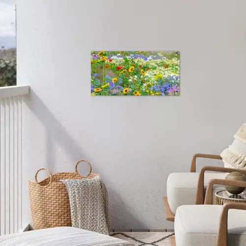 Zomerbloemen in volle bloei tuinposter los doek klein -sfeer8