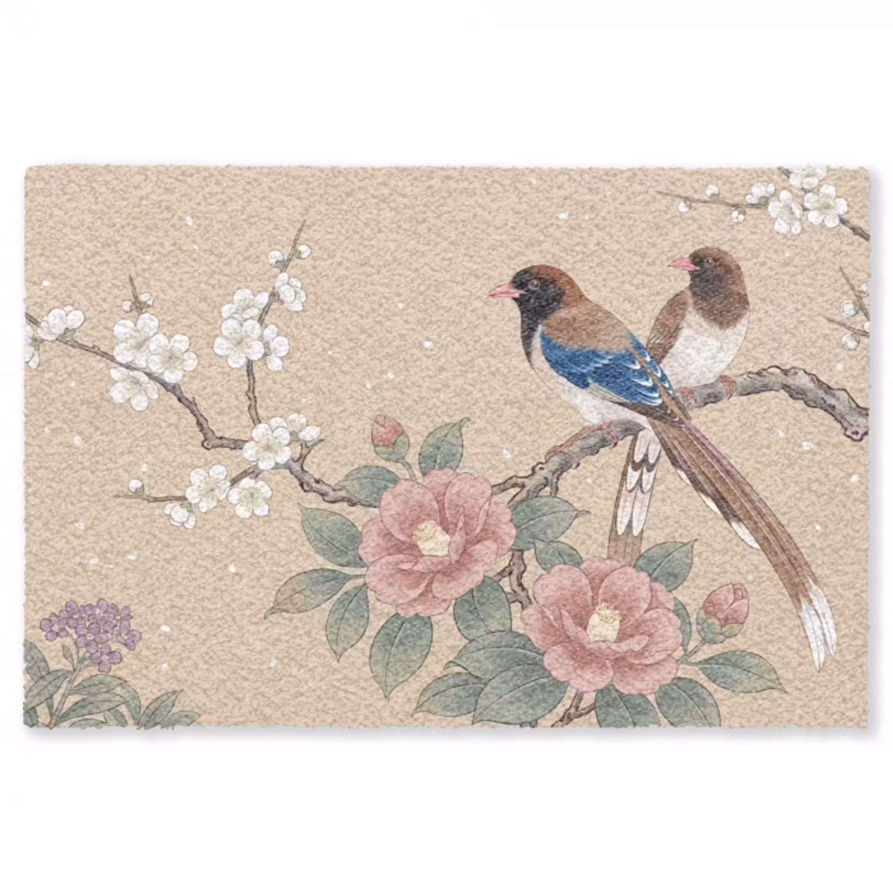 Bloemen - Vogels - Bloemen Vloerkleed Rechthoek klein -3d