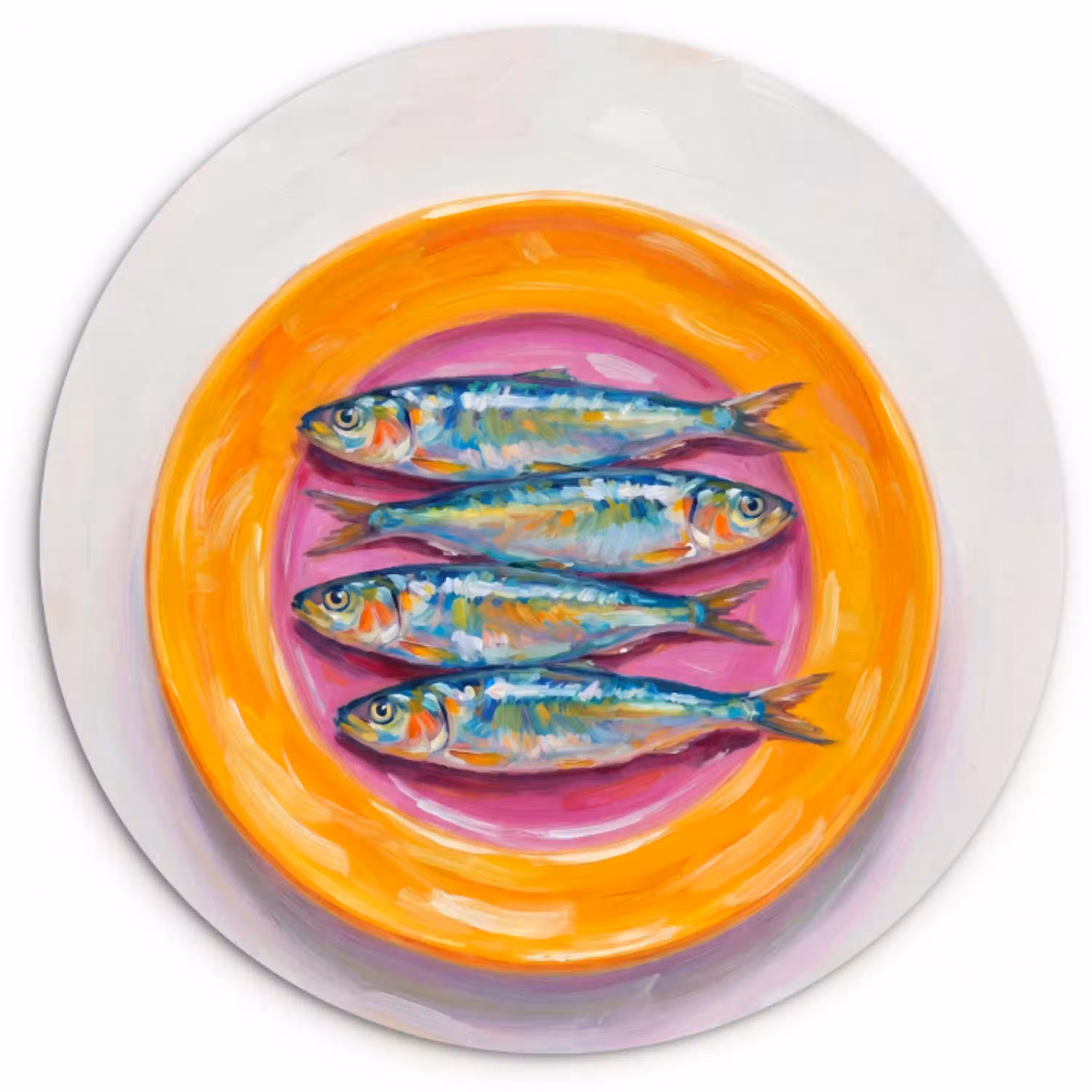 Vis - Vier - Eten - Modern - Kleurrijk Wandcirkel kunststof plaat 5mm dik klein -3d