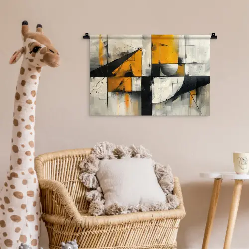Geel - Abstract - Modern - Vormen Wandkleed katoen klein -wsfeer5_kind