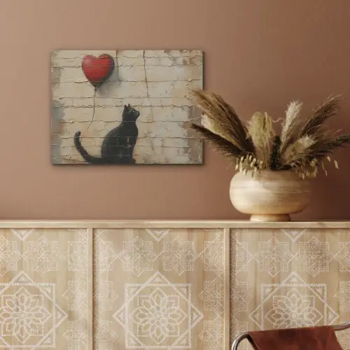 Street art - Kat - Ballon - Graffiti - Banksy PET vilt klein -sfeer4