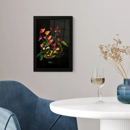 Bloemen - Vaas - Kleurrijk fotolijst zwart zonder passe partout klein -sfeer4