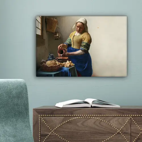 Het melkmeisje - Kunst - Oude meesters - Vermeer canvas 2cm klein -sfeer4