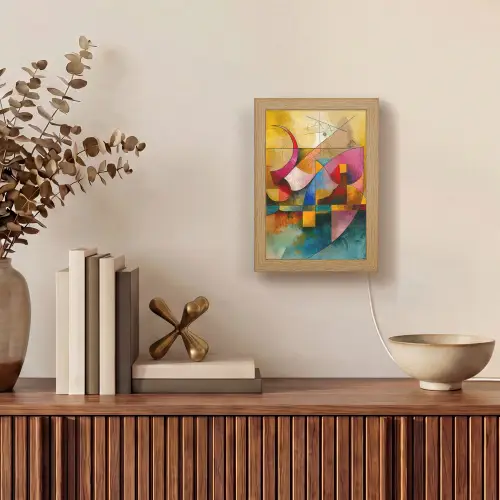 Kunst - Abstract - Aesthetic - Kleurrijk - Art Light Box met kabel (Tafellamp) klein -sfeer2