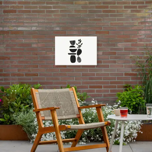 Japandi - Zwart - Abstract Tuinposter op houten frame 2 cm dik klein -sfeer3