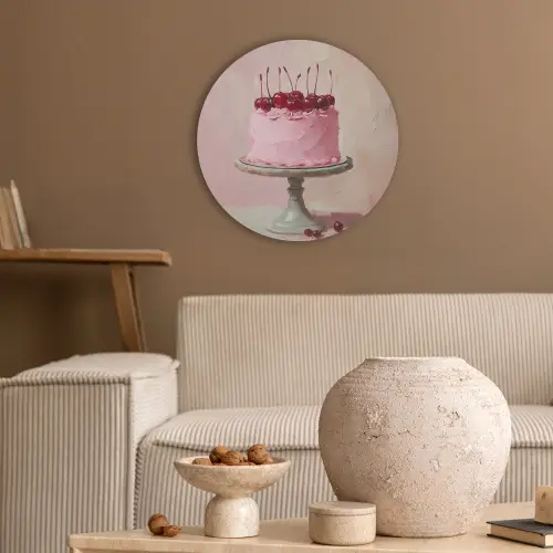 Taart - Pink - Cherry Akoestische PET Vilt - Rond klein -sfeer1