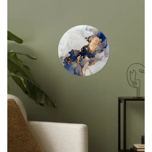 Marmer - Blauw - Goud Wandcirkel behangsticker klein -sfeer2