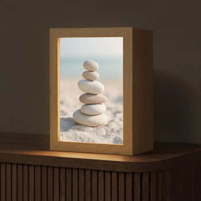 Stenen - Stapel - Zand - Zee Light Box met kabel (Tafellamp) klein -z3d_website