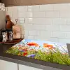 Bloemen - Klaproos - Lente - Natuur - Rood - Blauw Inductie beschermer vinyl 3mm klein -sfeer3