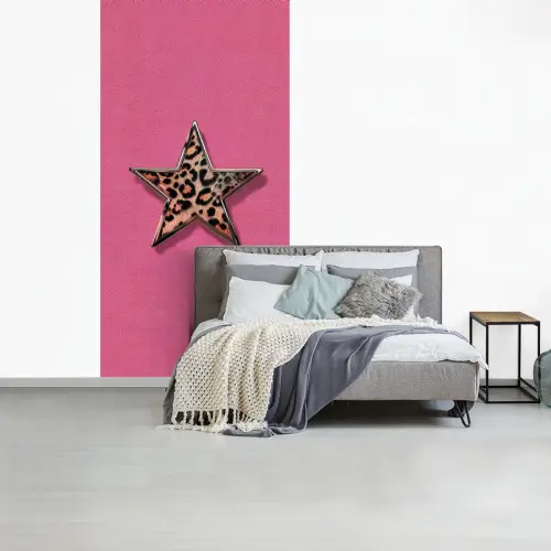 Ster - Luipaard - Print - Roze fotobehang vinyl groot -slaapkamer