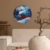 Trein - Kerst - Sneeuw - Kersttrein Wandcirkel kunststof plaat 5mm dik klein -sfeer1