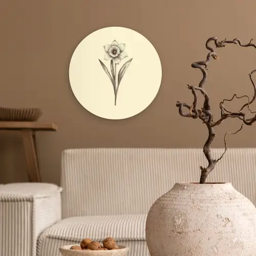 Zwart - Narcis - Illustratie Wandcirkel plexiglas klein -sfeer1