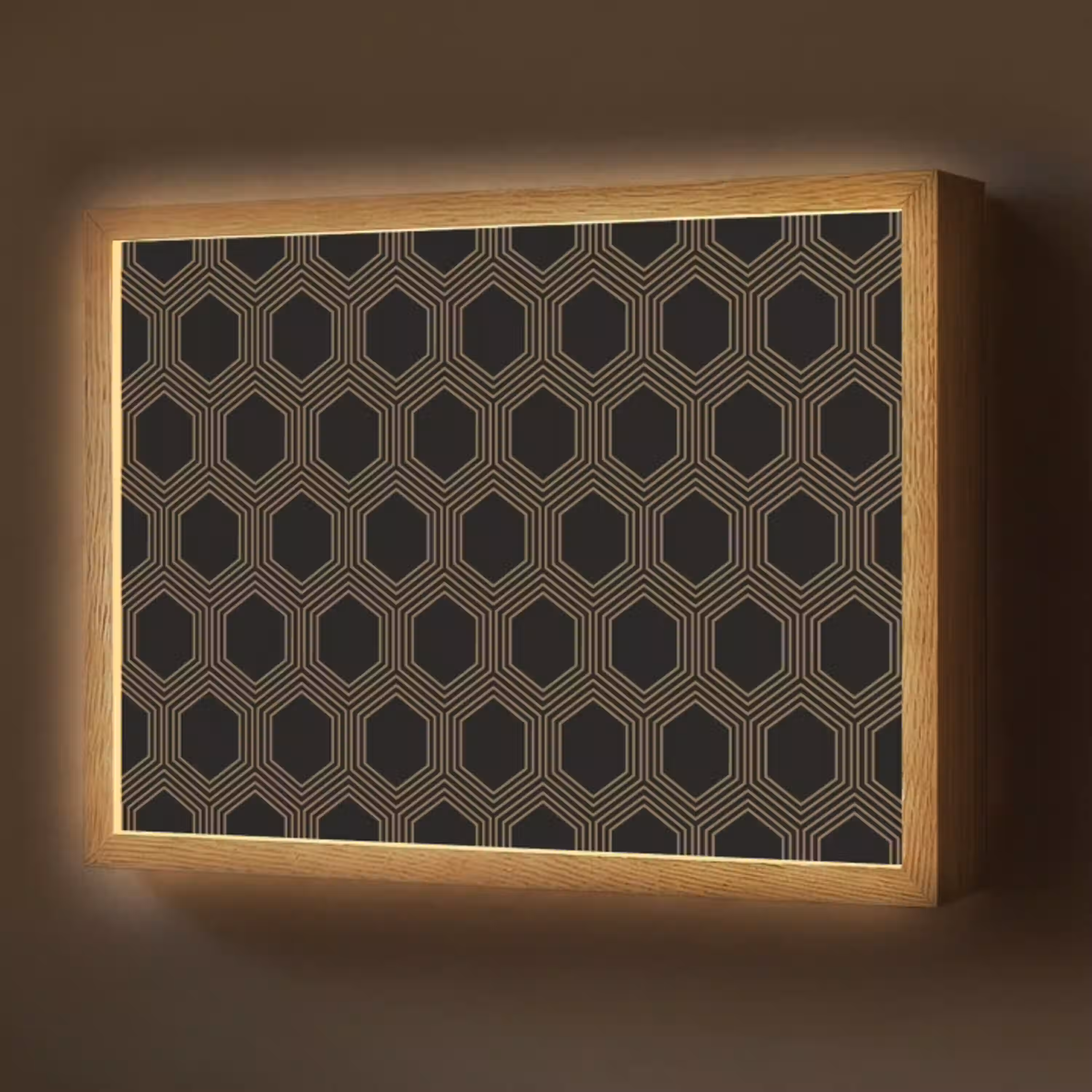 Parallel - Goud - Zwart - Bijenraatmotief Light Box met batterij (Wandlamp) middel 907 -z3d_website