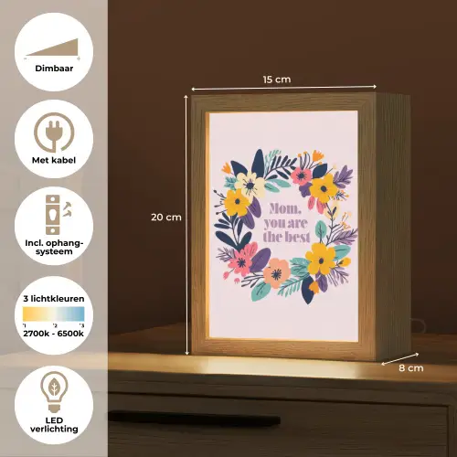 Bloemenkrans - Kleurrijk - Moeder Light Box met kabel (Tafellamp) klein -USP_NL