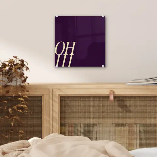 Oh hi - Paars - Cursief plexiglas 5mm klein -sfeer4