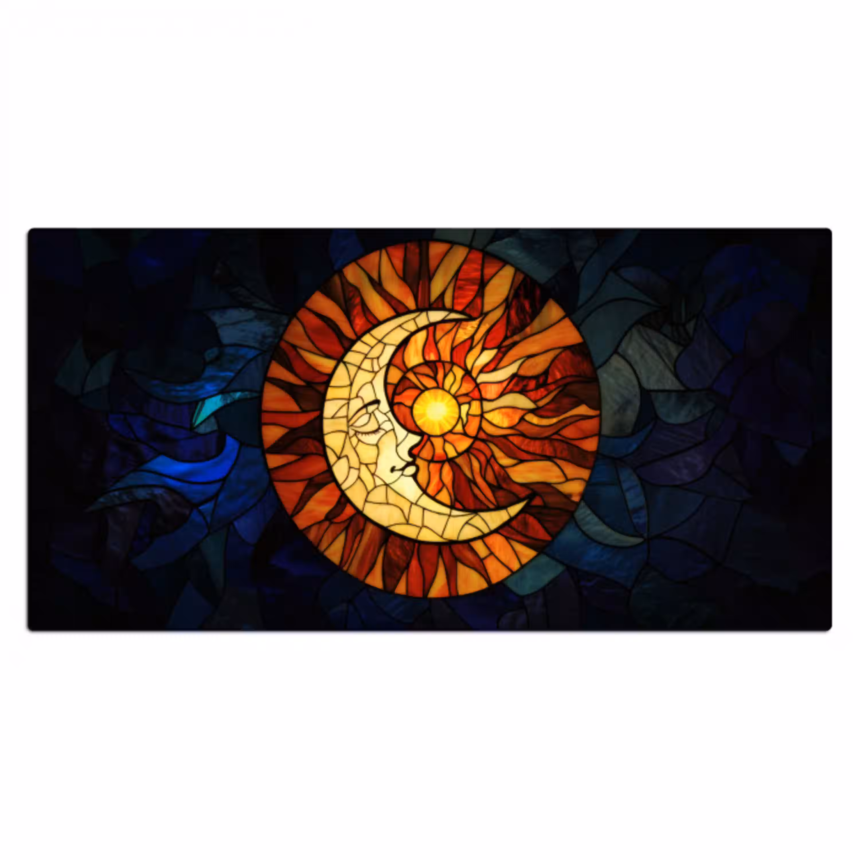 Mozaïek - Glas - Maan - Donkerblauw Muismat XXL klein -3d_leeg
