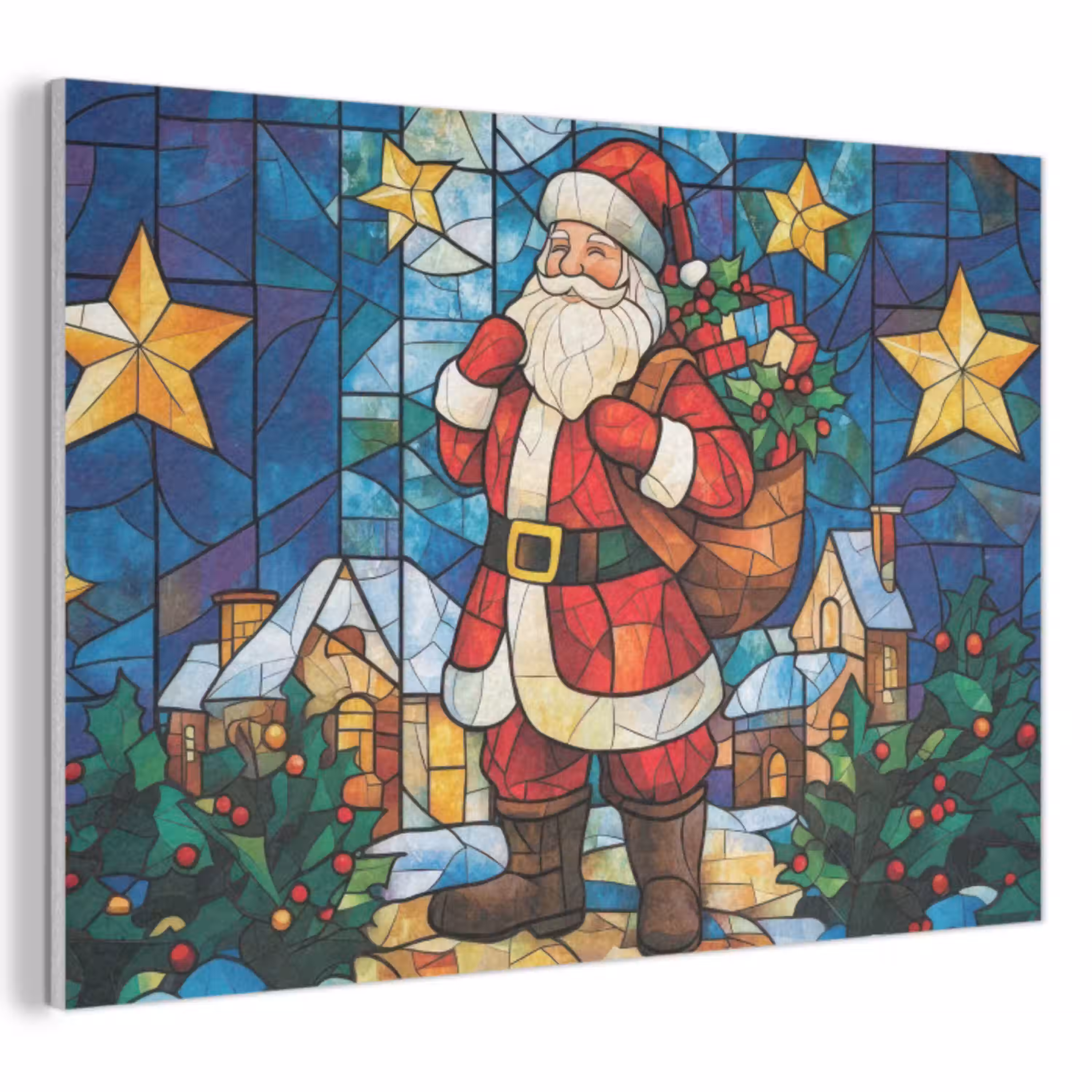 Kerstman - Glas - Kleurrijk PET vilt klein -3d