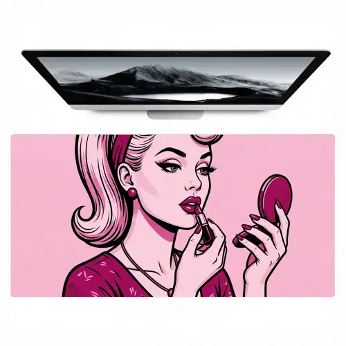 Vintage - Vrouw - Roze Muismat XXL klein -zzz3d