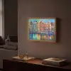 Amsterdam - Olieverf - Gracht - Schilderij - Kunst Light Box met batterij (Wandlamp) middel -sfeer1