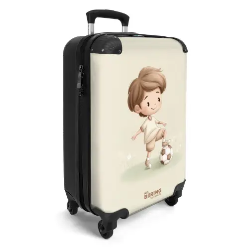 Jongen met een voetbal in bruine tinten NBS - Handbagage koffer - Kinderen Unisex middel -productfoto_3d