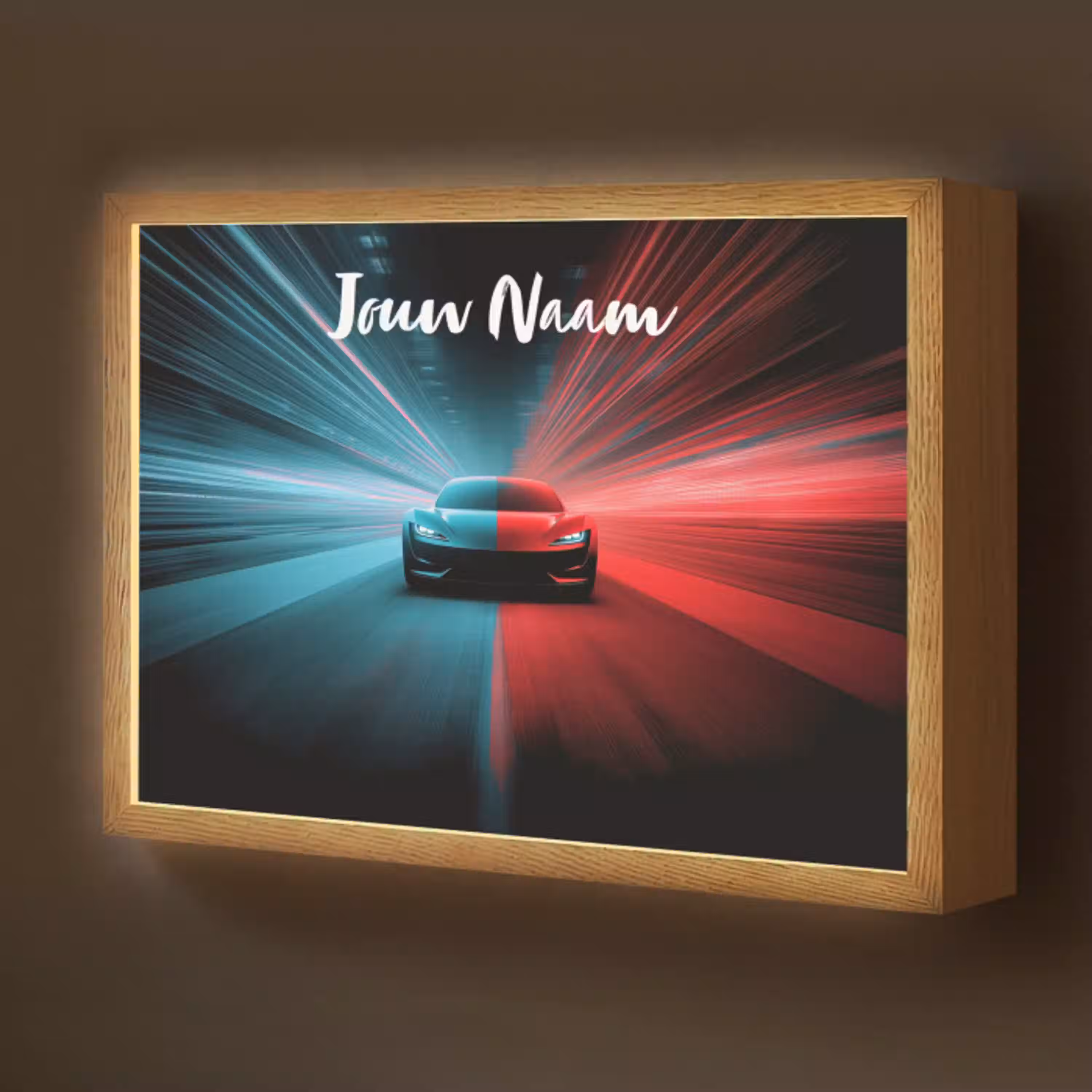 Sportauto - Blauw - Neon - Stad Light Box met batterij (Wandlamp kind) middel -z3d_website