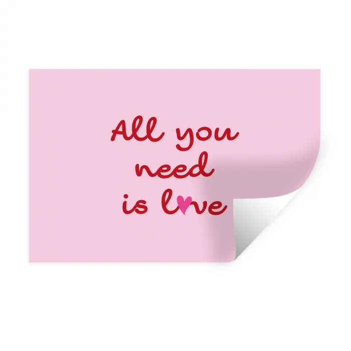 Tekst - Roze - Love - Hart Muursticker klein -3d