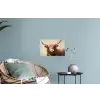 Kerst - Schotse Hooglander - Bruin - Krans Muursticker klein -plant